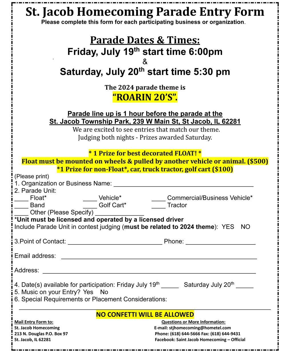 Celebrate in the Village of St. Jacob ILParadesBandsRides